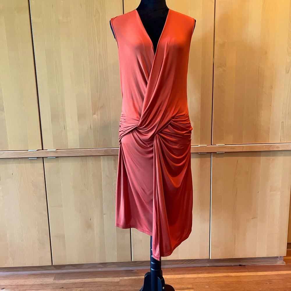 Costello and Tagliapietra beautiful lava orange wrap jersey dress size 8 NWT